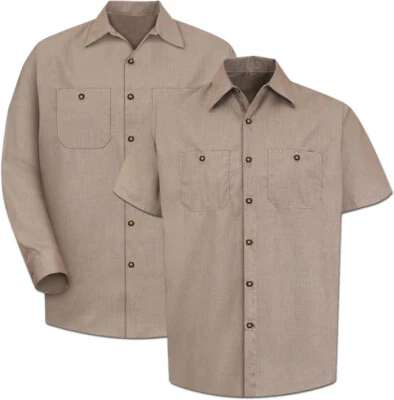 Camisa de Trabajo Red Kap Popelina Geométrica Microcheck 2 Bolsillos Hombre Uniforme Industrial Foto 1 de 4