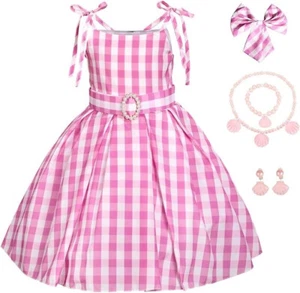 Movie Girl Pink Cosplay Costume Dress vintage look party outfit gift belt bow - Picture 1 of 9