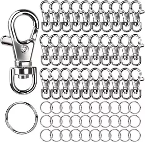60PCS Metal Swivel Snap Hooks & Key Rings, Silver, for Crafts & Jewelry - Picture 1 of 9