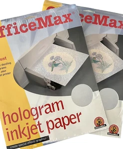 2 paquetes de papel de inyección de tinta holograma OfficeMax 10 unidades total nuevo sellado - Imagen 1 de 3