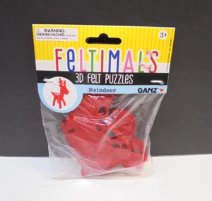 Red Felt Reindeer Christmas 3D Puzzle - Picture 1 of 3