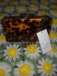 A New Day Leopard Print Miniaudiere Clutch NWD Strap is broken may be fixablen 