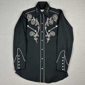Vintage 60s H Bar C California Ranchwear Long Tail Western Pearl Snaps Detail Sm - Picture 1 of 11