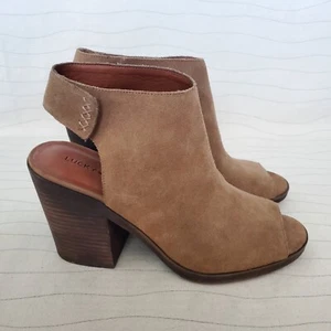 Lucky Brand Womens Brown Suede Leather Open Toe Sling Back Heels Shoes Size 10 - Picture 1 of 11