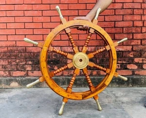 Nautical ship wheel | Wooden ship wheel | Marine ship wheel | Nautical wall déco - Picture 1 of 7