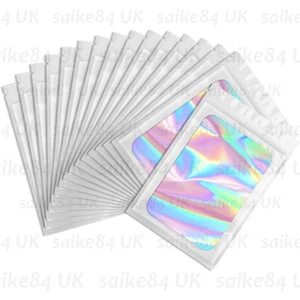 100-1000 Holographic Rainbow Zip Lock Bags Clear Seal Mylar Foil Pouches Storage - Picture 1 of 20