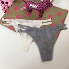 2 Pink Victorias Secret Lace Strappy Thong Lot Set Nwt Bundle Size L