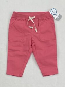 Carter's Baby Girls Heart Pocket Solid Pink Pull On Cotton Pants, Pink, 9 M, NWT