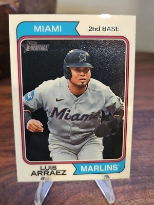 2023 TOPPS HERITAGE CHROME #615 LUIS ARRAEZ 234/999 MIAMI MARLINS - Image 1 of 3