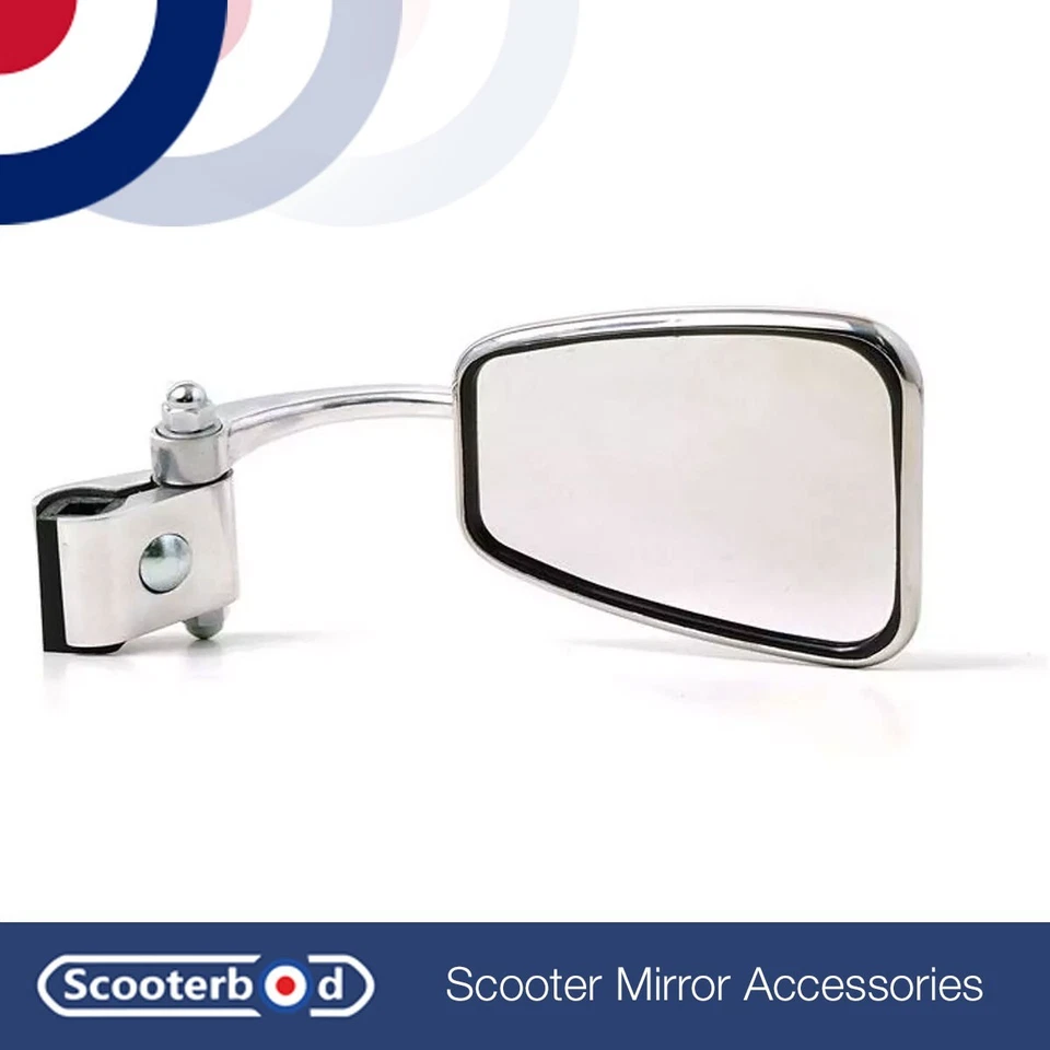 Rectangular Clamp on Legshield Mirror for Vespa Lambretta Scooters | Right Side - Image 1 of 3