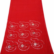 Vintage Red Sari Silk Blend DIY Dressmaking Embroidered Ethnic Saree SI16081