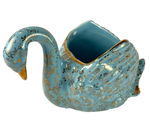 22Kt Gold handverzierte Porzellan Schwan Perle China Co. Muschel Stempel Pflanzschale - Bild 1 von 8