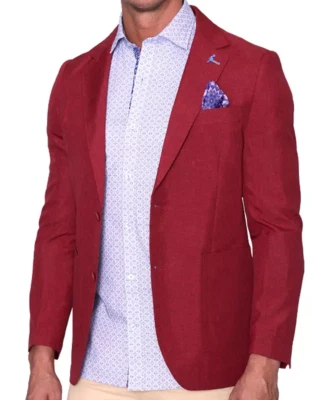 Harmont & Blaine Men's Burgundy Linen Single breasted Linen Blazer Size 46 NWT - Image 1 of 4