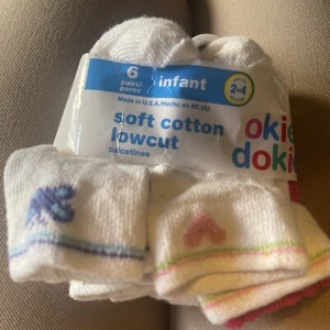 Okie Dokie Infants Soft Cotton Low Cut Socks 2 - 4 6 Pair Socks - Picture 1 of 3