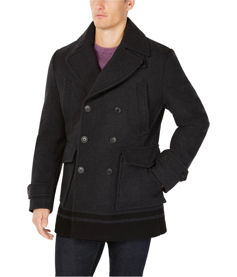 Casaco masculino de lã ervilha Calvin Klein, cinza, pequeno - Imagem 1 de 1