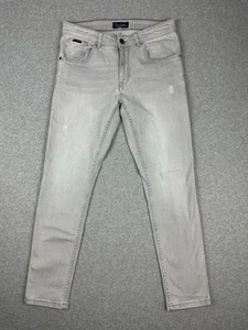 Pierre Cardin Men's Denim Jeans Size 32 Real Slim Light Grey Zip Fly Stretch - Picture 1 of 17