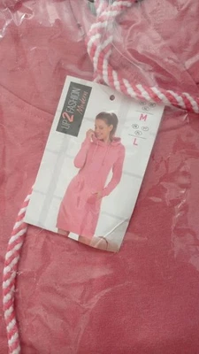 ❌NEU Sweatkleid M 38 Kleid Kapuze Taschen rosa Kapuzenkleid knielang figurbetont - Bild 1 von 4