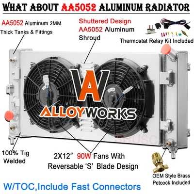 3 Row Radiator Shroud Fan Fit 2005-2011 Chevy Monte Carlo Impala Buick LaCrosse Foto 1 de 4