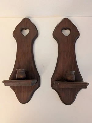 (2) Rustic Wooden 16" Wall Hung Sconces Farmhouse Decor - Handcrafted - Image 1 of 4