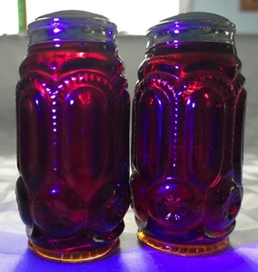 Juego de coctelera de sal y pimienta vintage LE Smith Amberina Glass Moon & Stars ¡brilla! EVC - Imagen 1 de 13