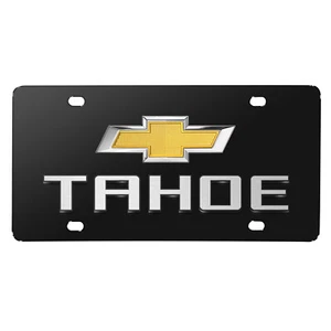 Chevrolet Tahoe 3D Dual Logo Black Stainless Steel License Plate - Picture 1 of 5