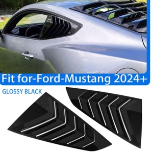 Glossy Black Fits Ford Mustang S650 GT 2024 2025 Rear Side Quarter Window Louver - Picture 1 of 12
