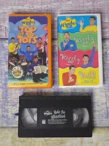 The Wiggles 3 VHS Tapes Top of the Tots, Wiggly Wiggly World, Yule be Wiggling - Picture 1 of 19