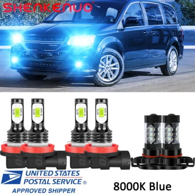 H11+H11+5202 8000K Blue LED Headlight Fog Light Bulbs Combo Kits 2400LM 100W - Image 1 of 4