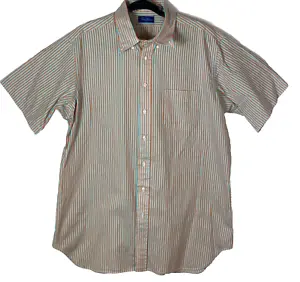 Tom James Men's Cotton Blue/Orange Casual Long Sleeve Dress Shirt XL - Picture 1 of 8
