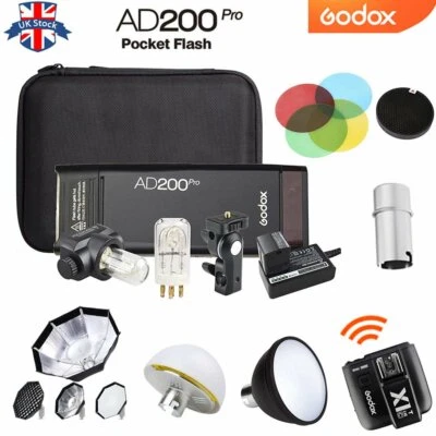 Flash fotocamera tascabile UK Godox 2.4G TTL HSS 1/8000s AD200pro con kit trigger X1T