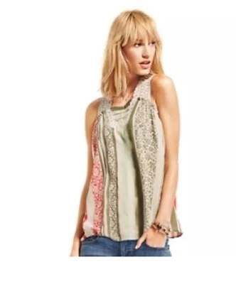 Blusa sin mangas CABI #266 Whisper gasa ganchillo forrada boho talla pequeña Foto 1 de 4