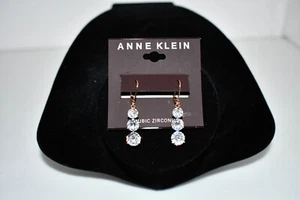 Anne Klein Gold 3 Stone Dangling Earrings 1.5" #60558858 NWT - Picture 1 of 3