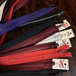 Zippers coat heavy metal plastic Lot of 9 seperating 28-30" varies - Picture 1 of 5