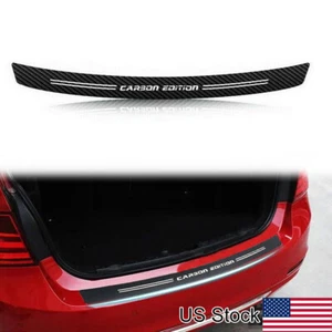1x 39.4" Carbon Fiber Black Pattern Rear Trunk Bumper Guard Decal Sticker Trim - Picture 1 of 12