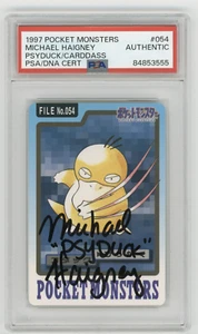 PSA Signed Micheal Haigney 1997 Pokemon File No. 054 Psyduck Bandai Carddass Jin - Picture 1 of 2