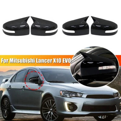 2PCS OX Horn Side Rearview Mirror Cover Cap For 2013-2016 Mitsubishi Lancer EVO - Image 1 of 4