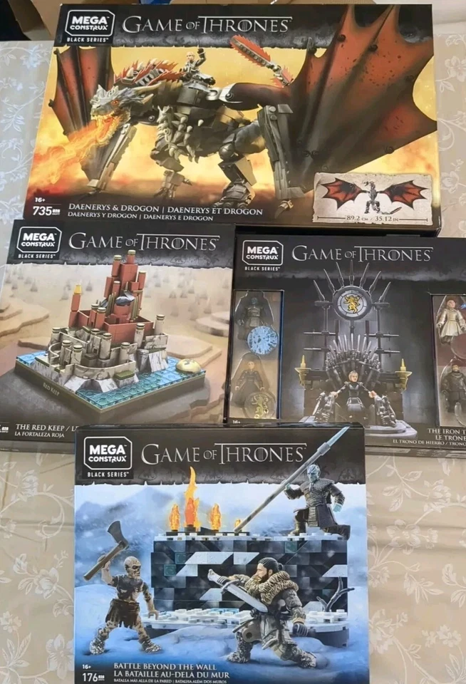 Mega Construx Game of Thrones Red Keep The Wall Iron Throne Drogon NISB 1500 Pcs - Image 1 of 4