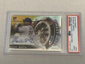 Dominic Smith 2018 Topps Finest Hour Auto Gold Refractor SP /50 PSA 9 MINT Mets