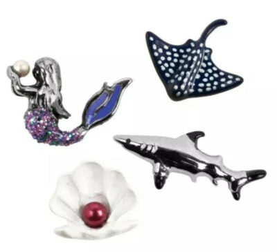 ORIGAMI OWL Bella Birthday 2020 Ocean Charm SET: MERMAID, SHARK, STING RAY, SHEL - Image 1 of 4