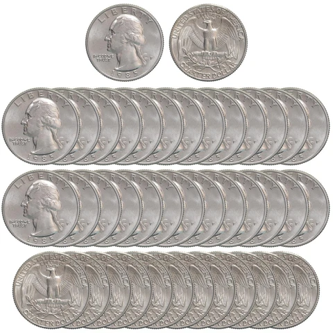 1985 P Washington Quarter BU Roll 40 US Coin Lot Cover