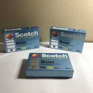 3 Scotch Video Cassette 8mm P6-120 NTSC 106m SEALED - Picture 1 of 7