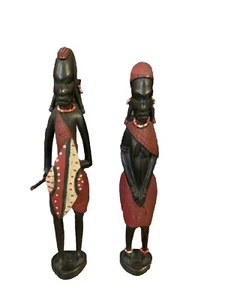 Pareja tribal de madera pareja masái keniana escultura esculpida a mano - Imagen 1 de 8