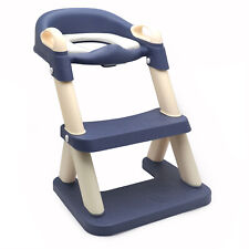 Blue Toddler Potty Training Seat Ladder Step Toilet Chair Infant Kid Bathroom Tr