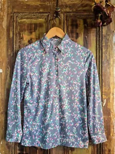 VINTAGE RETRO 70s 1970s MAUVE/ LILAC PATTERNED SHIRT/ TOP/ BLOUSE- S 8 10 - Picture 1 of 5