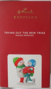 HALLMARK KEEPSAKE TRYING OUT THE NEW TRIKE SNOWMAN CHRISTMAS ORNAMENT - NEW - Picture 1 of 6