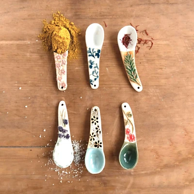 Creative Co-op Ceramic Stoneware Spoons  ~~ Set of 6 ~~  NEW - Image 1 of 3