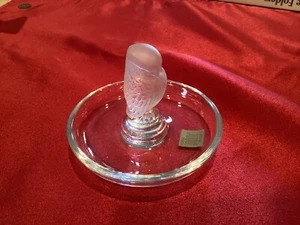 LALIQUE Signed Crystal Frosted Hawk Ring Holder w/ Original Tag - Picture 1 of 9