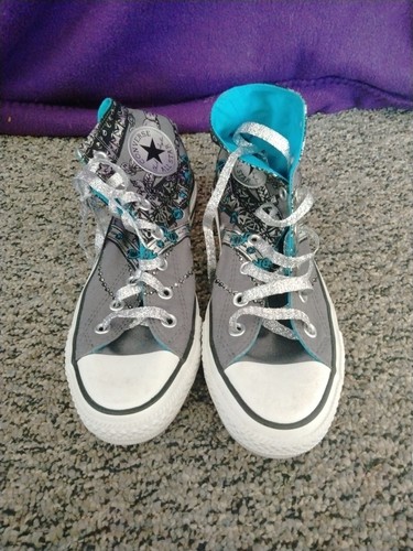 Converse Chuck Taylor High Top Donna Taglia 8 Y2K Argento Grigio Turchese