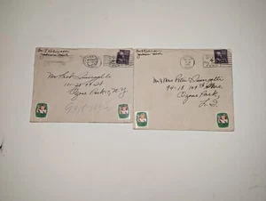 Two Thomas JEFFERSON Postage PURPLE 3 Cent STAMP Still On Envelope - Picture 1 of 9