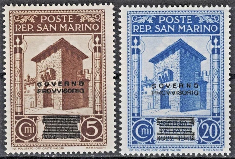 SAN MARINO:1943 SC#215,217 MH Stamps were overprinted for the downfall of  AJ840 Cover